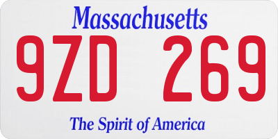 MA license plate 9ZD269