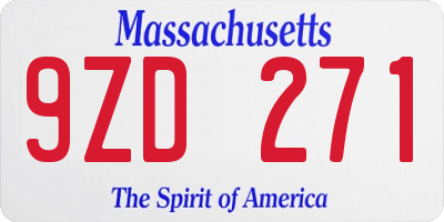 MA license plate 9ZD271