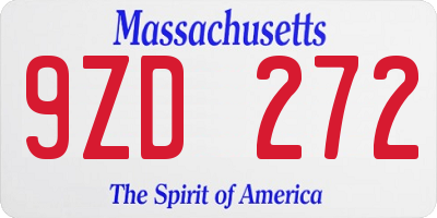 MA license plate 9ZD272