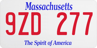 MA license plate 9ZD277