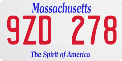 MA license plate 9ZD278