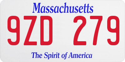 MA license plate 9ZD279