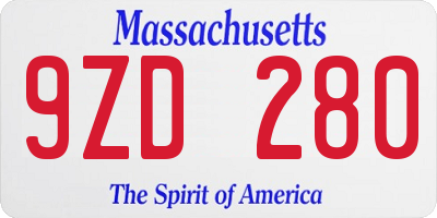 MA license plate 9ZD280