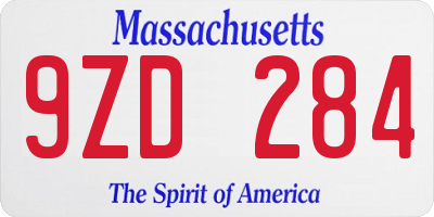 MA license plate 9ZD284