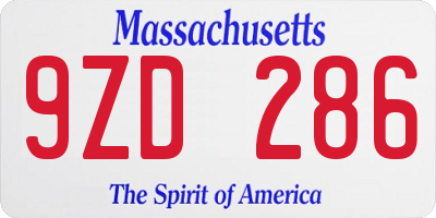 MA license plate 9ZD286