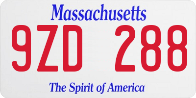 MA license plate 9ZD288