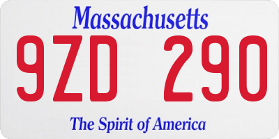 MA license plate 9ZD290