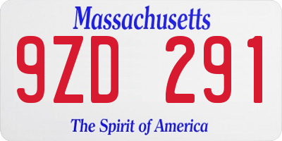 MA license plate 9ZD291