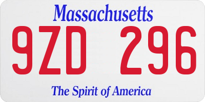 MA license plate 9ZD296