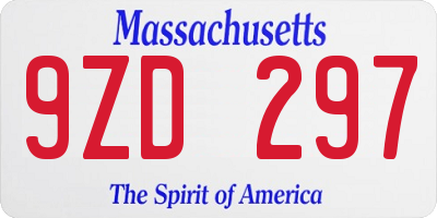 MA license plate 9ZD297