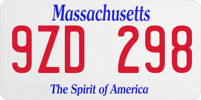 MA license plate 9ZD298
