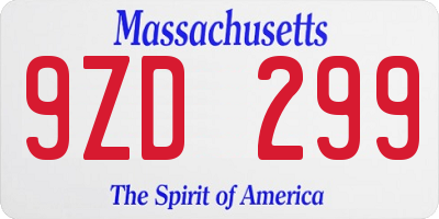 MA license plate 9ZD299