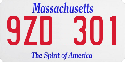 MA license plate 9ZD301