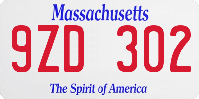 MA license plate 9ZD302