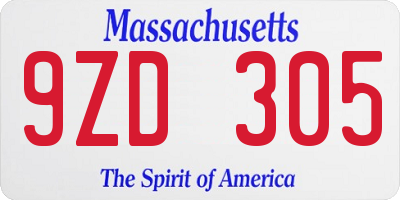 MA license plate 9ZD305