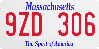 MA license plate 9ZD306
