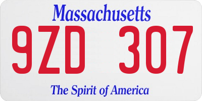 MA license plate 9ZD307