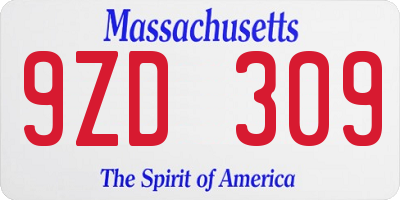 MA license plate 9ZD309