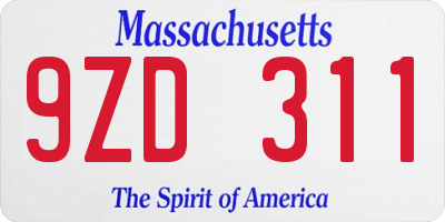 MA license plate 9ZD311