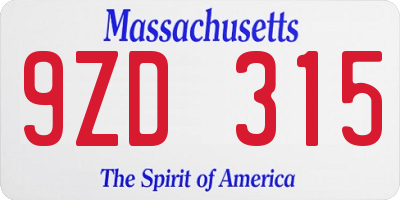 MA license plate 9ZD315