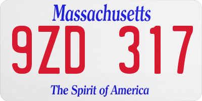 MA license plate 9ZD317