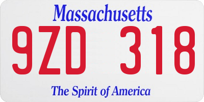 MA license plate 9ZD318