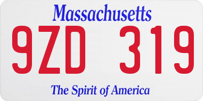 MA license plate 9ZD319