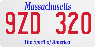 MA license plate 9ZD320