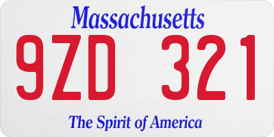MA license plate 9ZD321