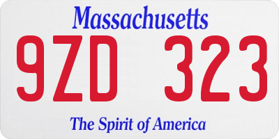 MA license plate 9ZD323