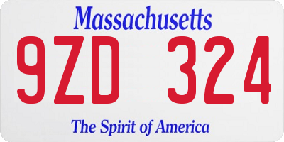 MA license plate 9ZD324