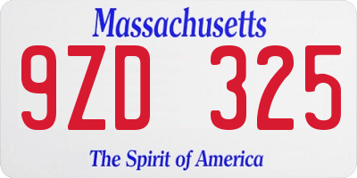 MA license plate 9ZD325
