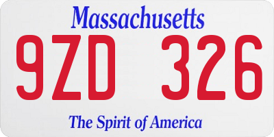 MA license plate 9ZD326