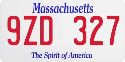 MA license plate 9ZD327