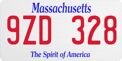 MA license plate 9ZD328