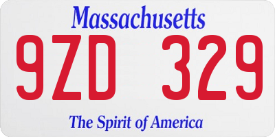 MA license plate 9ZD329