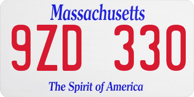 MA license plate 9ZD330