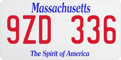 MA license plate 9ZD336