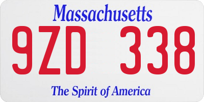 MA license plate 9ZD338