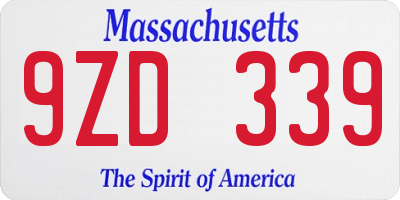 MA license plate 9ZD339