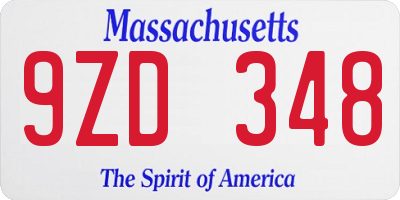 MA license plate 9ZD348