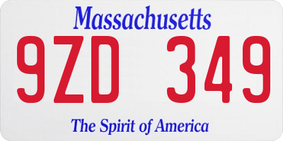 MA license plate 9ZD349