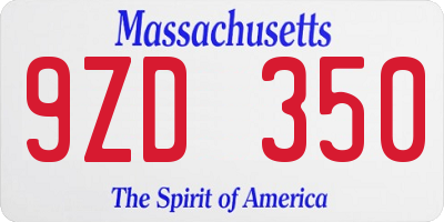 MA license plate 9ZD350