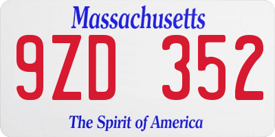 MA license plate 9ZD352