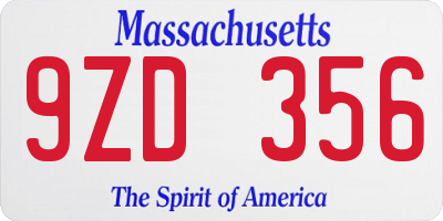 MA license plate 9ZD356