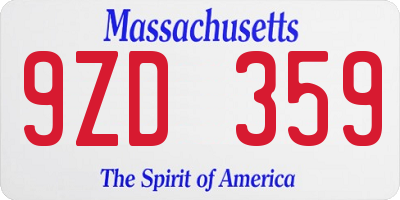 MA license plate 9ZD359