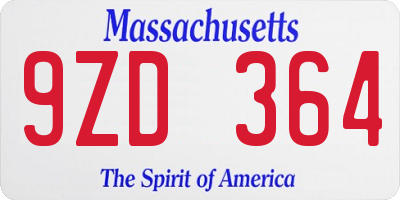 MA license plate 9ZD364