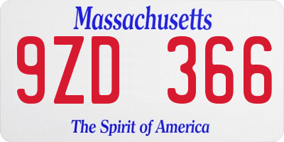 MA license plate 9ZD366