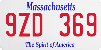 MA license plate 9ZD369