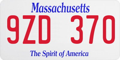 MA license plate 9ZD370